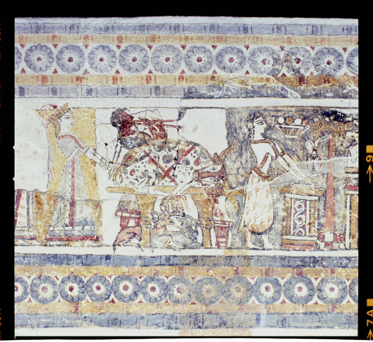 Tieropfer, vom Sarkophag von Agia Triada, minoisch, ca. 1400 v. Chr. (Fresko auf Kalkstein) von Unknown