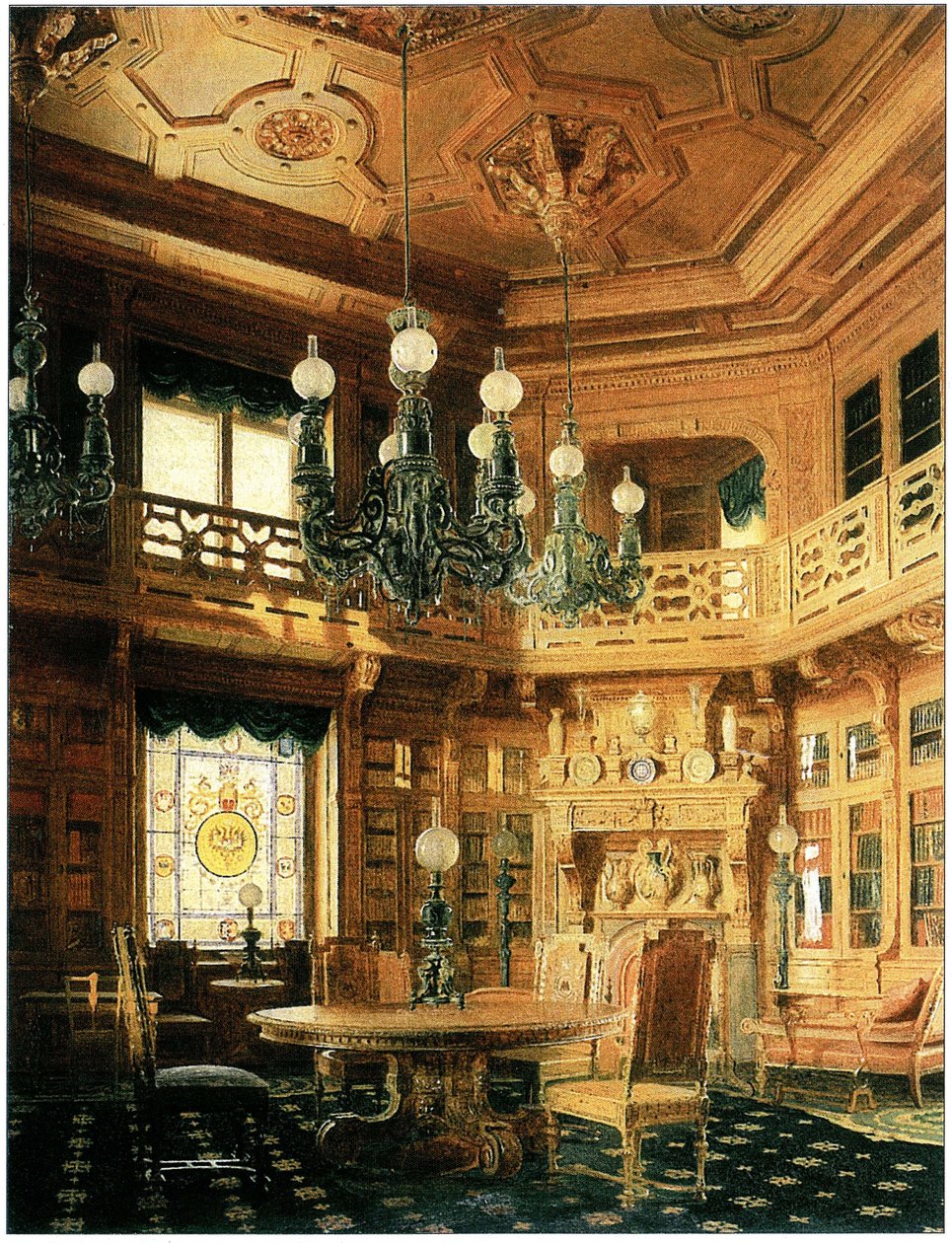 Bibliothek des Anitschkow-Palastes. Gemälde von 1869 von Бобров А.А.