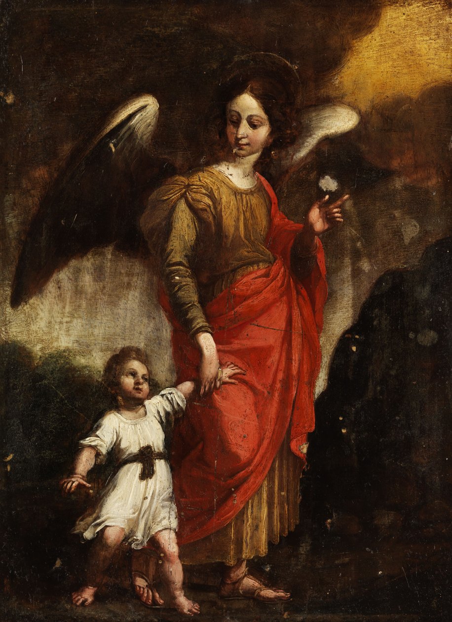 Schutzengel Raphael mit einem Kleinkind von Anonymous