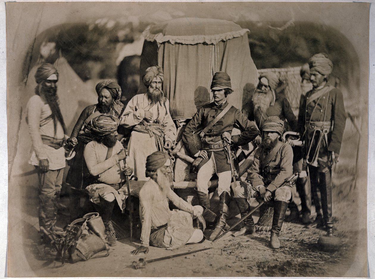 Eine Gruppe von Sikh-Offizieren und -Männern, 1858 von English Photographer