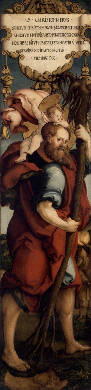 Linker Standflügel des ehemaligen Hochaltars der St. Martinskirche, Hl. Christopherus; Staatsgalerie Augsburg von Master of Messkirch