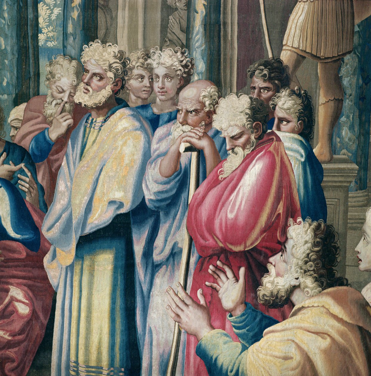 Wandteppich, der die Taten der Apostel darstellt, Paulus predigt dem Areopag (Detail) von Raffaello Sanzio Raphael