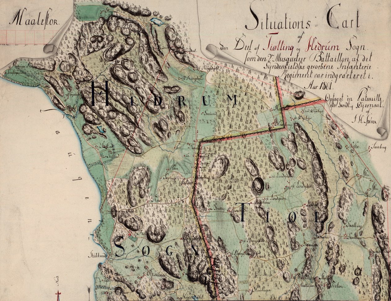 Handgezeichnete Karte (1801) zeigt Vestfold von Unknown