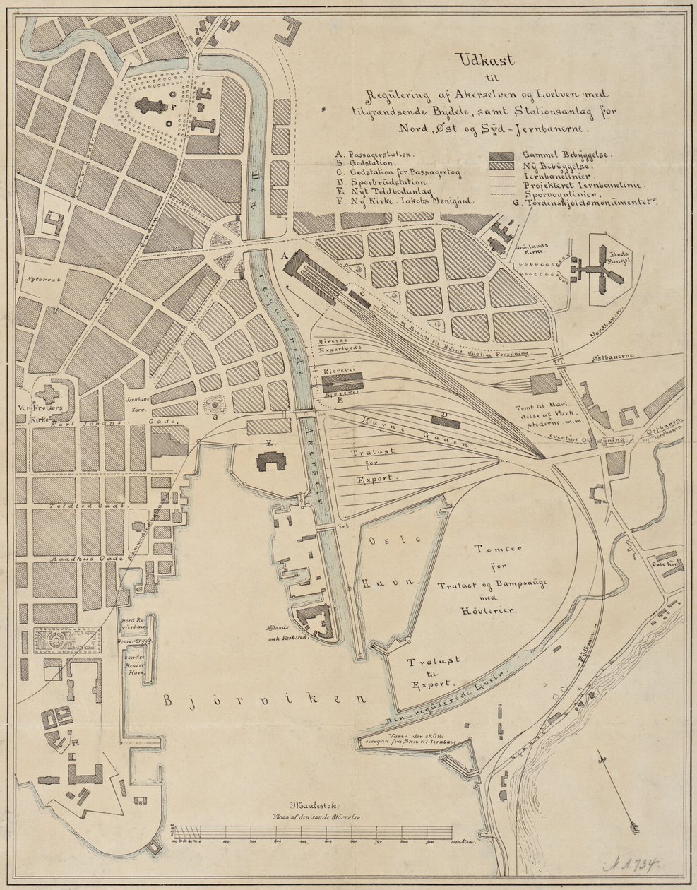 Entwurf zur Regulierung des Akerselven und Loelven mit angrenzenden Stadtteilen von Unknown