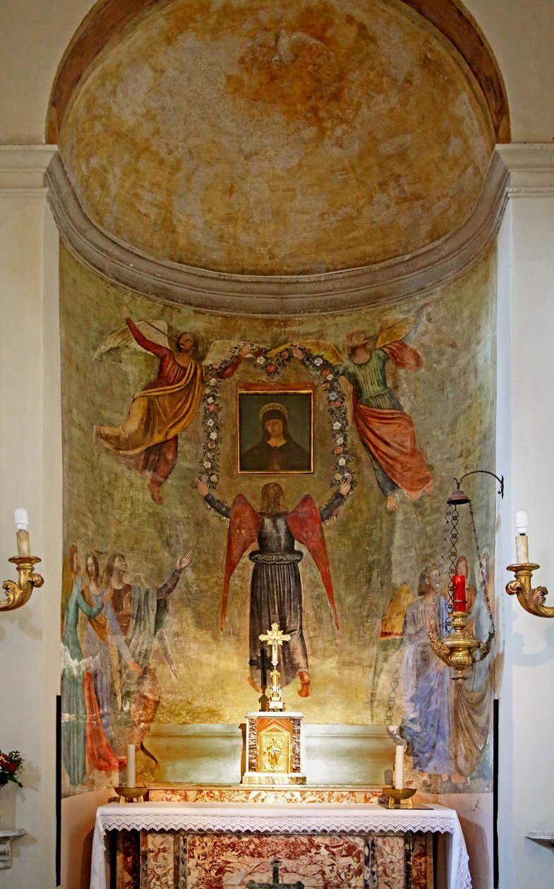 Altar mit Gemälde der Jungfrau Maria umgeben von Engeln von Unknown