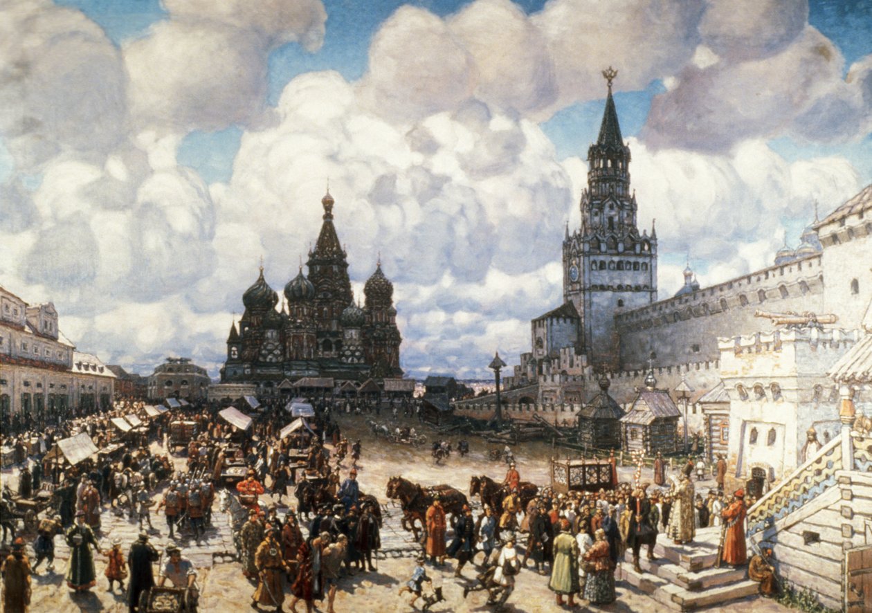 Ein Ölgemälde des Roten Platzes in Moskau im 17. Jahrhundert von Viktor Vasnetsov von Unknown