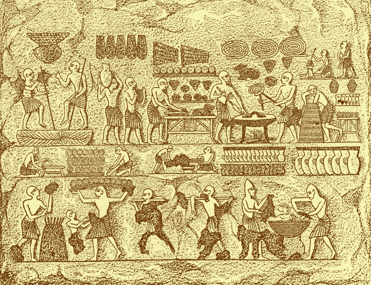 Alte Ägypter beim Brotbacken von Unknown