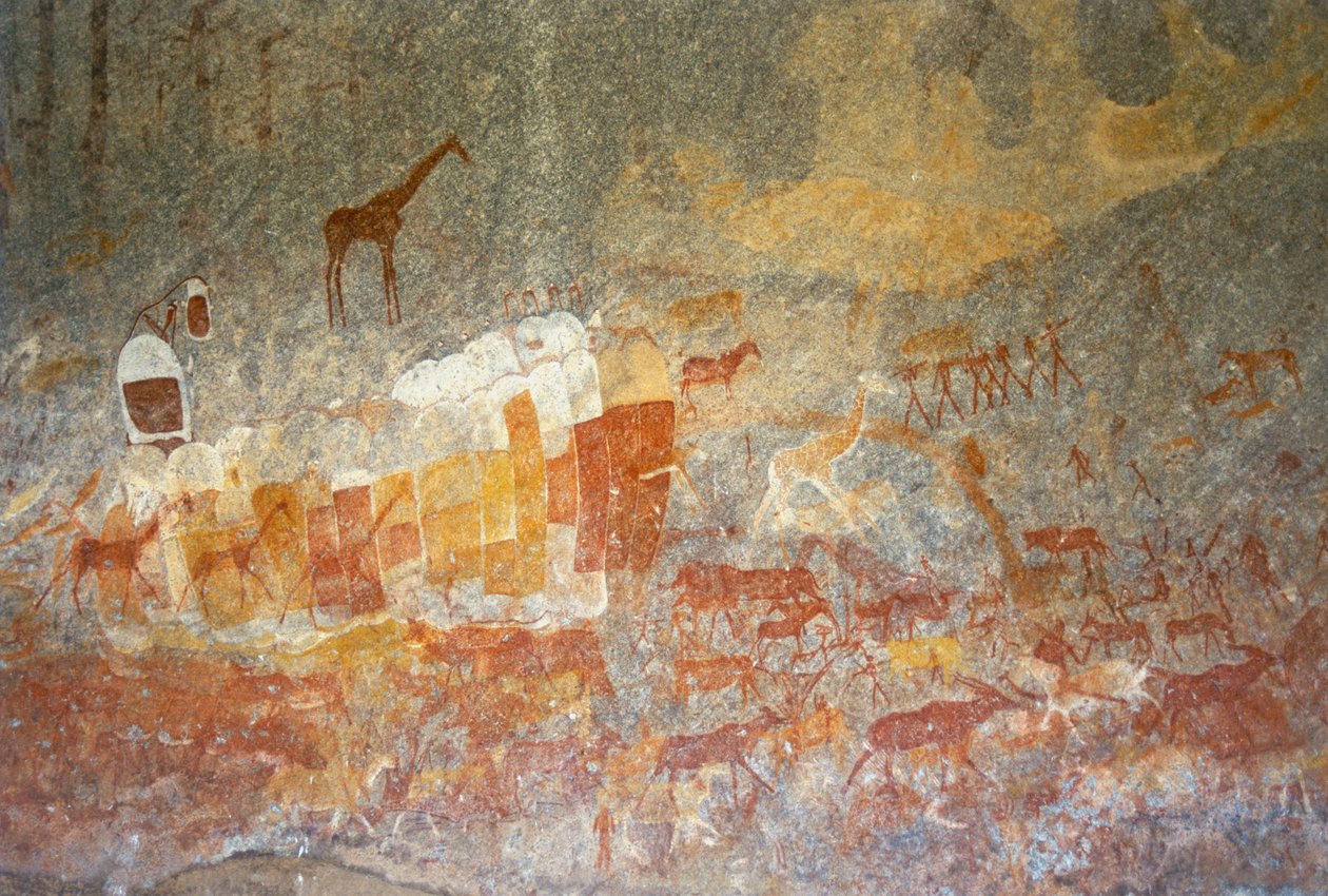Inanke-Felsmalereien in einer Höhle im Matobo-Nationalpark, Simbabwe. 1. April 1998. von Unknown