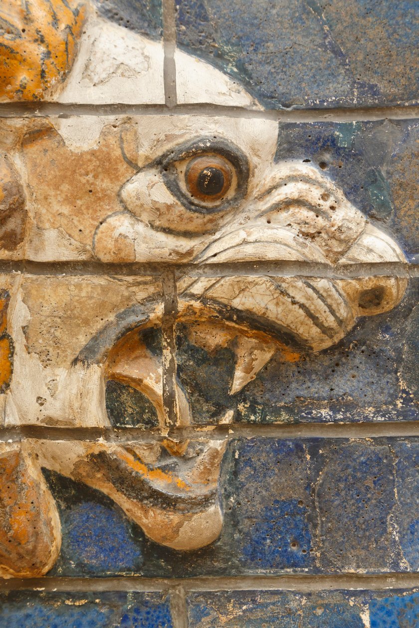 Istanbul, Türkei. Archäologisches Museum. Glasierter Ziegelsteinlöwe im Relief von der Prozessionsstraße, Babylon, aus der Zeit von Nebukadnezar II. circa 604-562 v. Chr. von Unknown