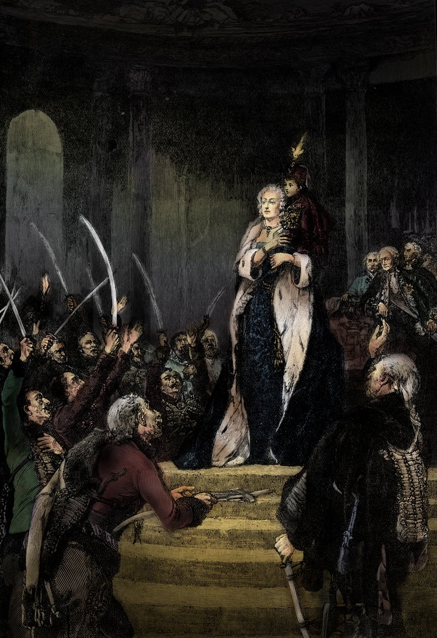 Maria Theresia und das ungarische Parlament von Unknown