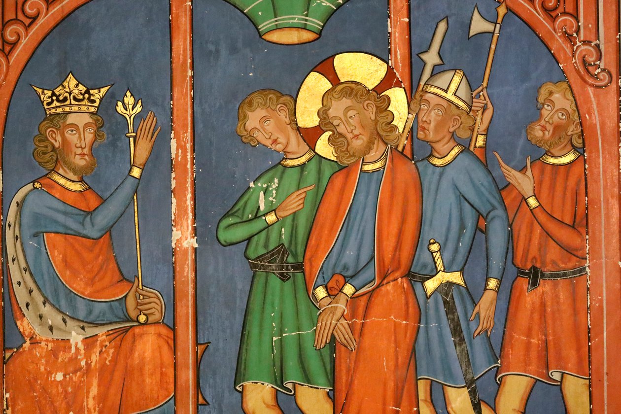 Saint-Pierre-le-Jeune Protestantische Kirche, Passion Christi, Jesus wird vom Sanhedrin verurteilt, Fresko, Straßburg, Frankreich von Unknown