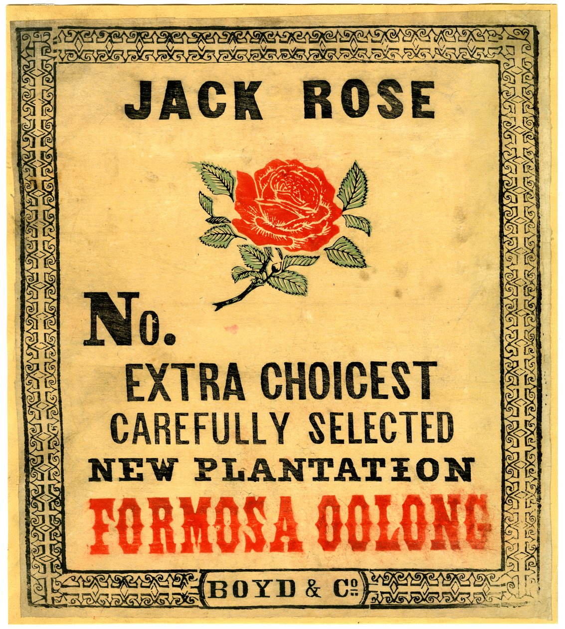 Jack Rose, Nr. Extra sorgfältig ausgewählte neue Plantage Formosa Oolong von American School