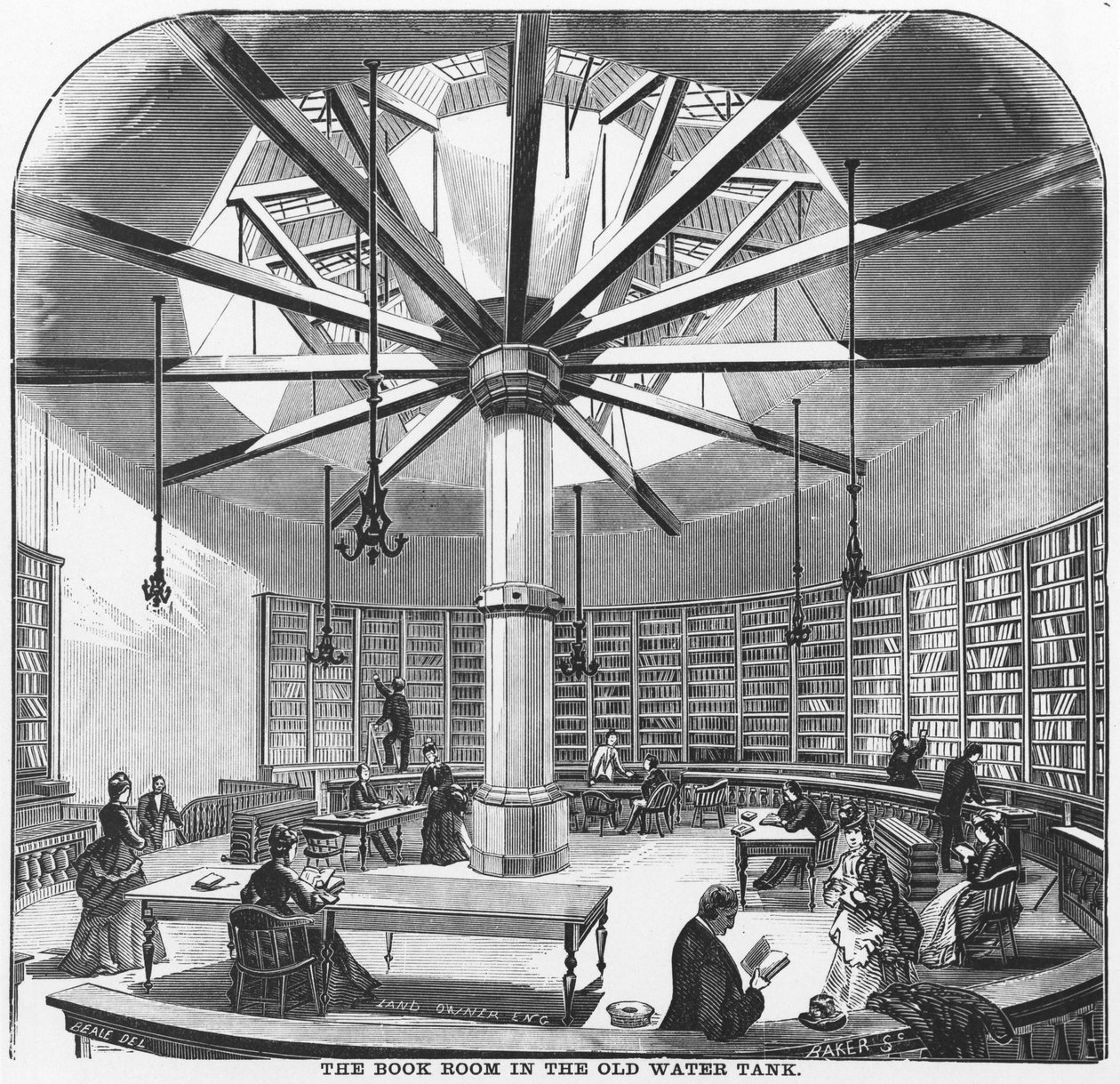 Der Buchraum im alten Wassertank, aus 