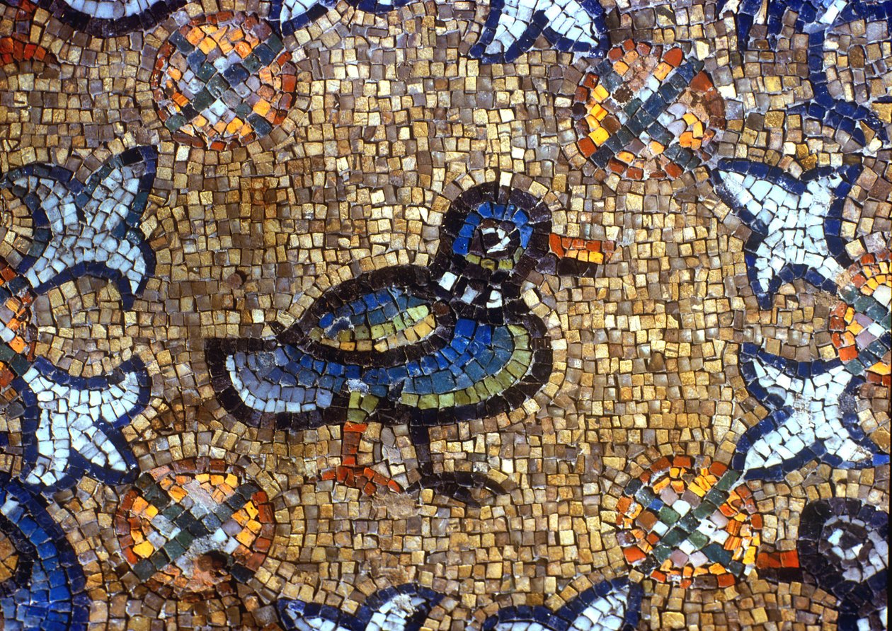 Bodendetail mit einer Ente (Mosaik) von Byzantine School