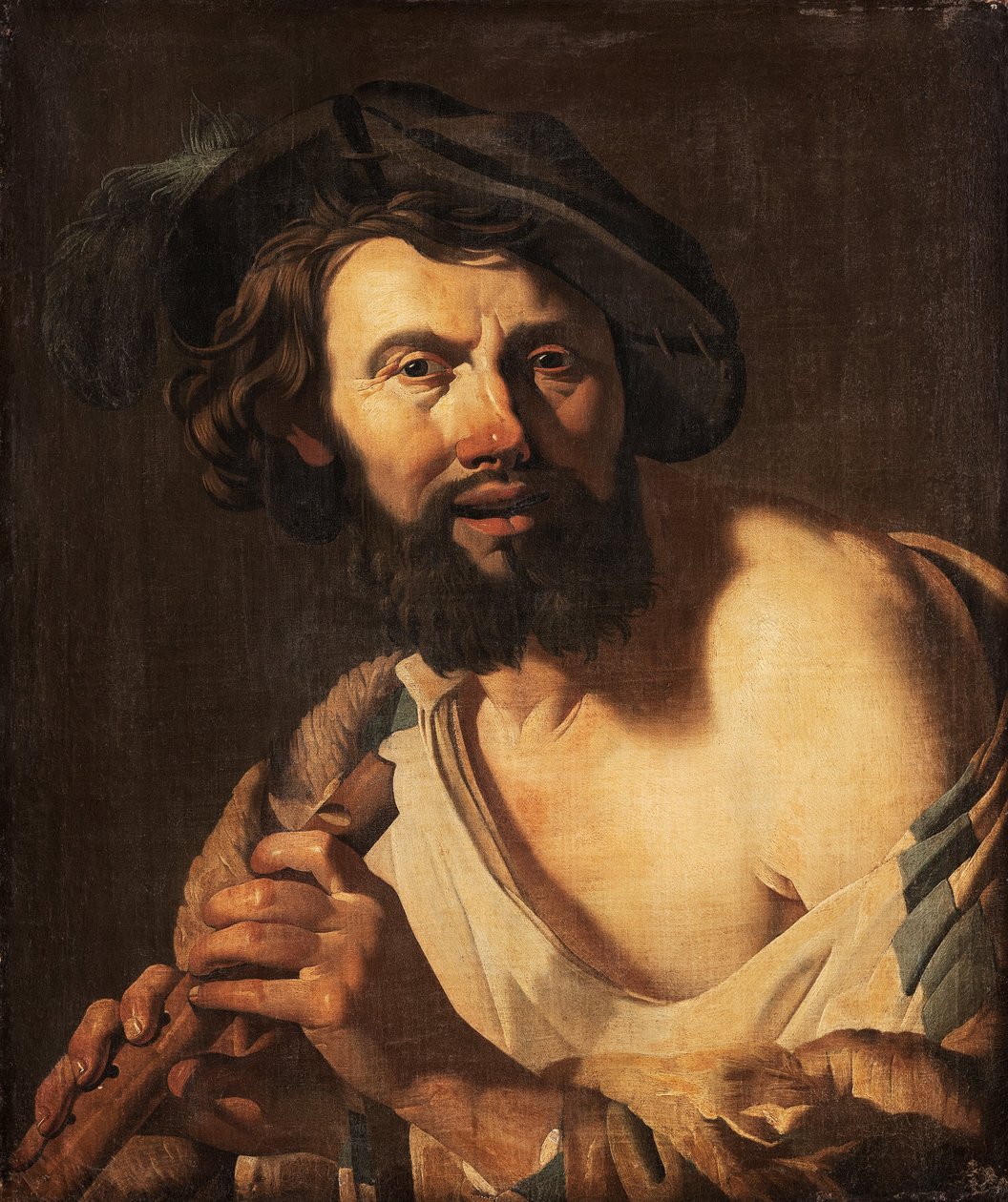 Mann mit Flöte, 1625 von Dutch School