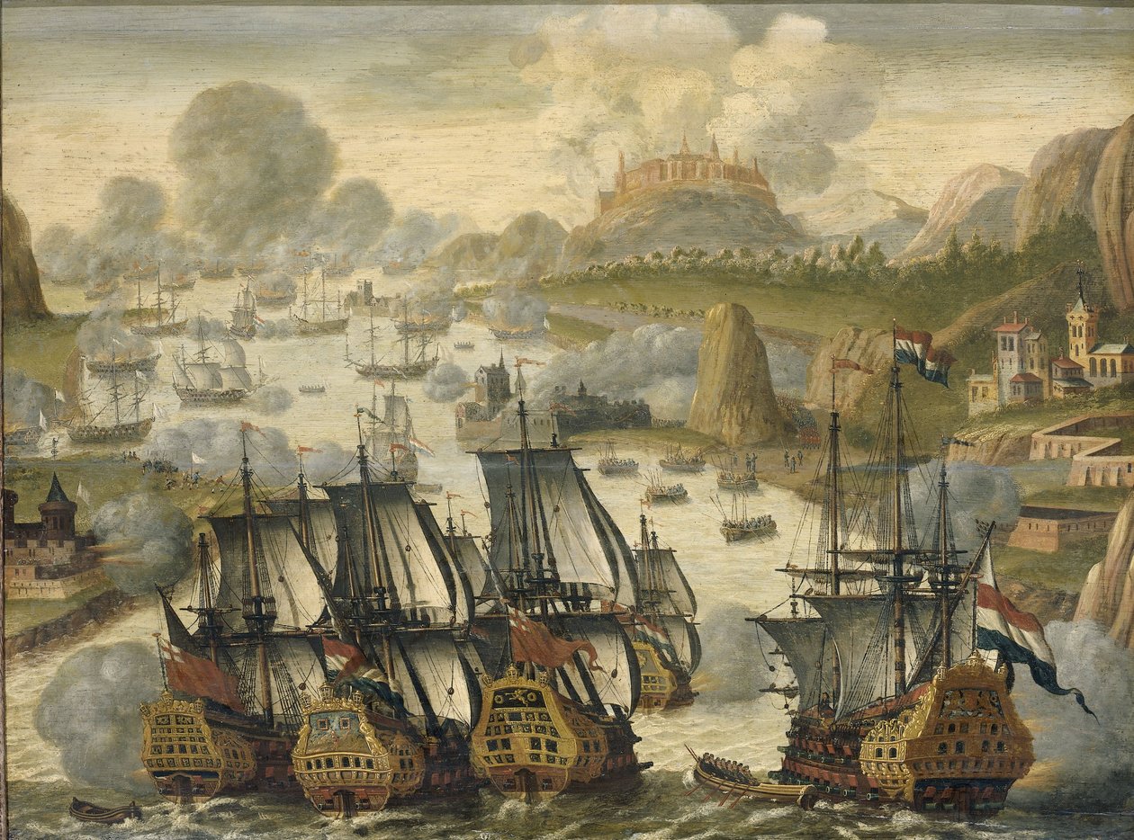 Seeschlacht in der Bucht von Vigo, 23. Oktober 1702, aus dem Spanischen Erbfolgekrieg von Dutch School