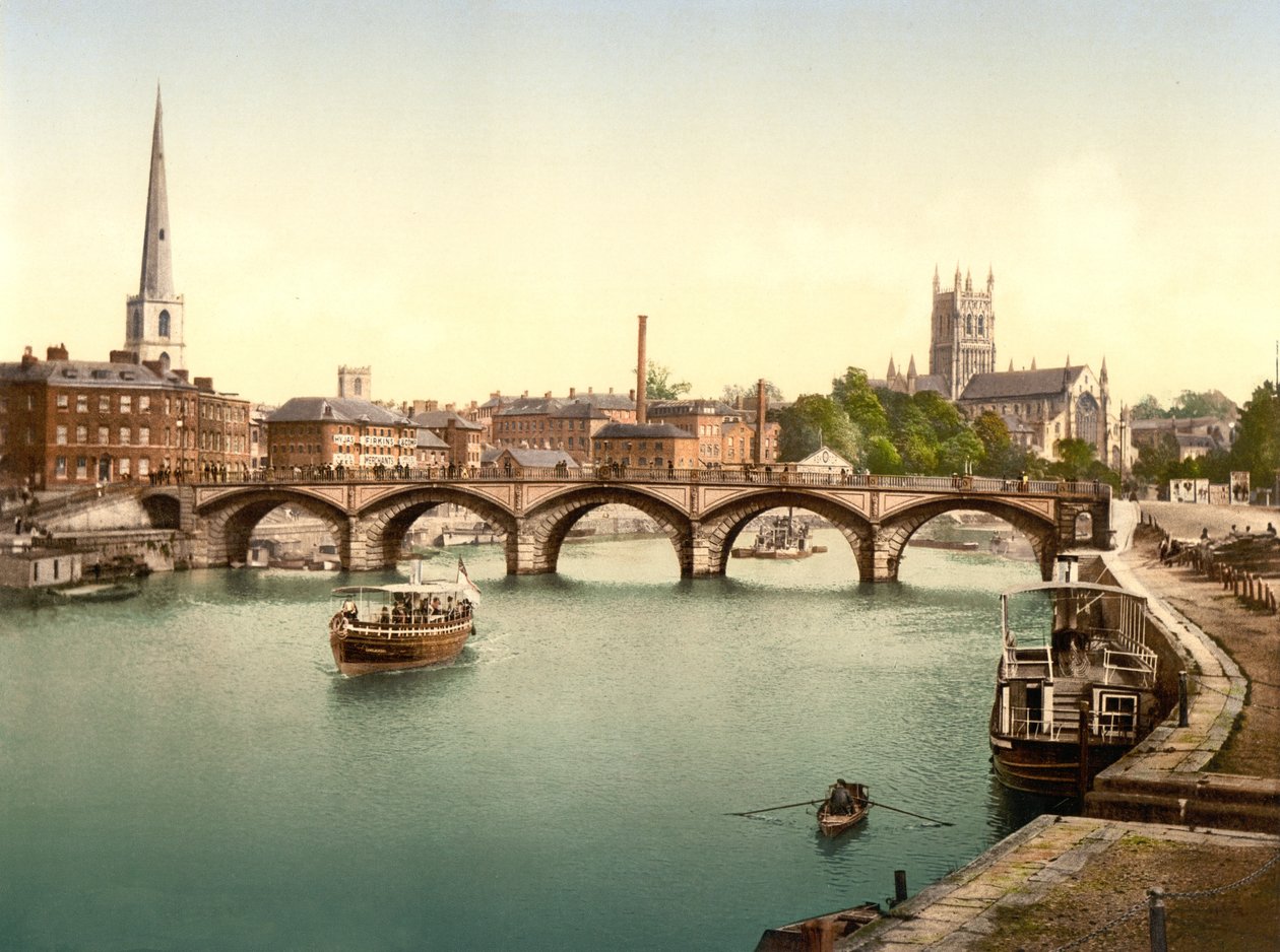 Worcester Brücke, Worcester, ca. 1890 - 1900 von English Photographer