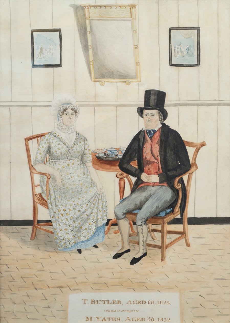 Porträt von T. Butler und seiner Tochter M. Yates, um 1822 von English School