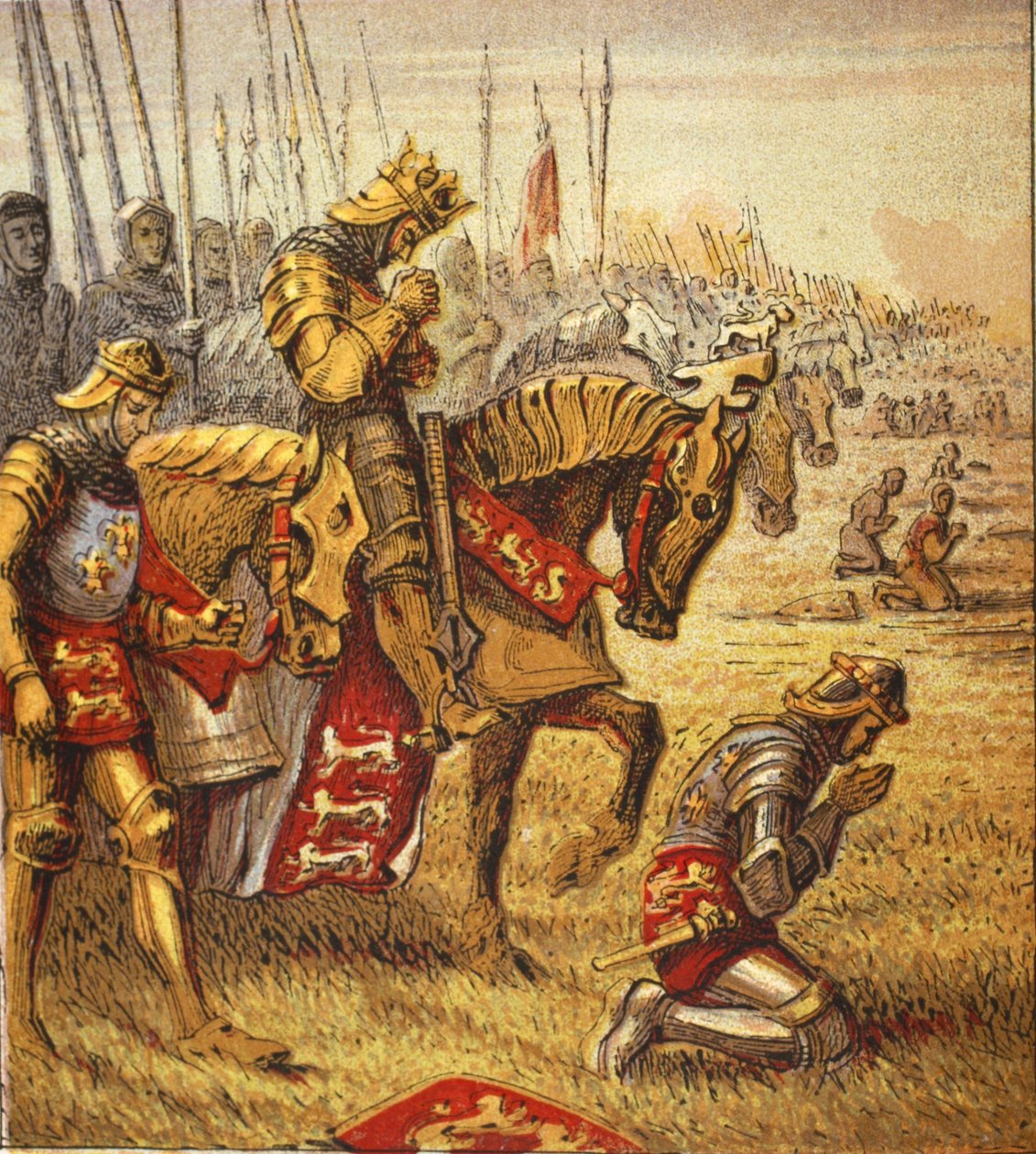 Die Schlacht von Agincourt, veröffentlicht 1890 von English School