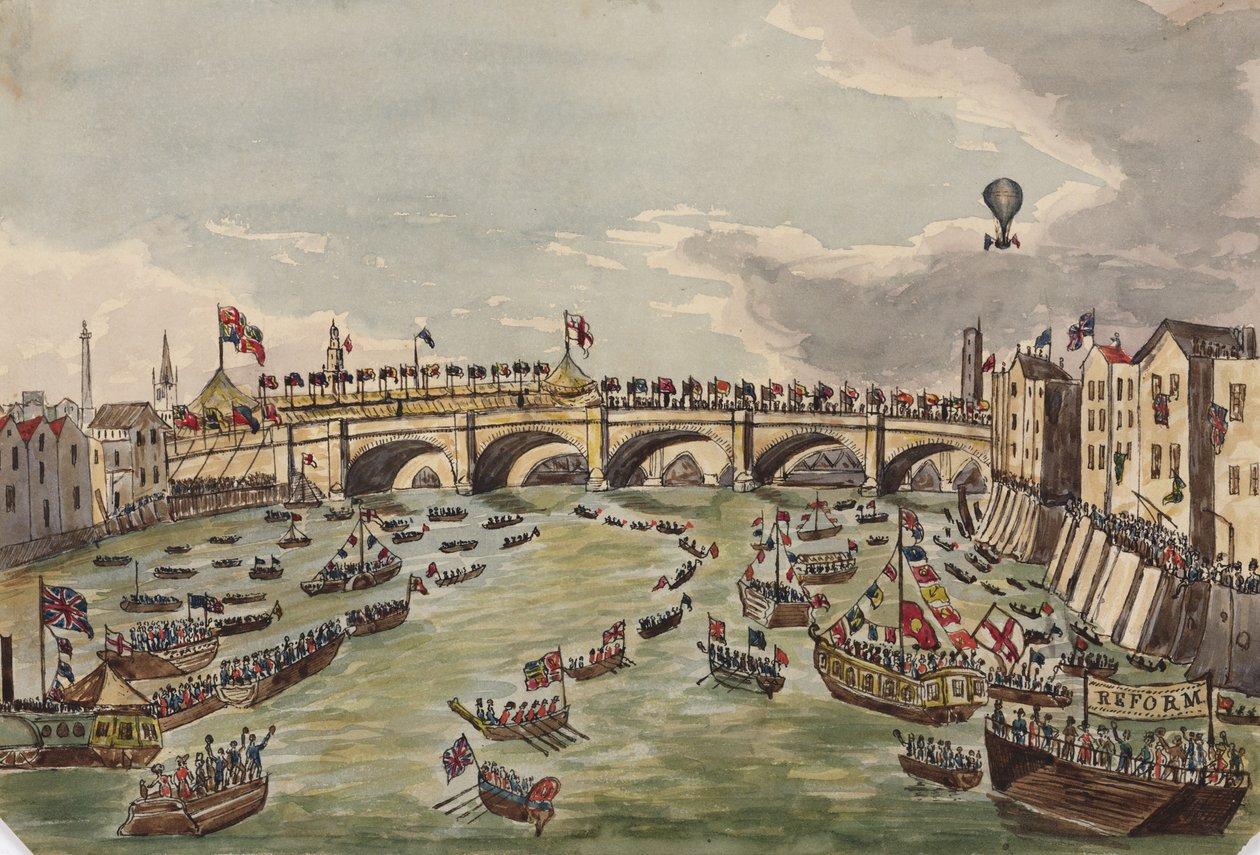 Eröffnung der neuen London Bridge, 1. August 1831 von English School