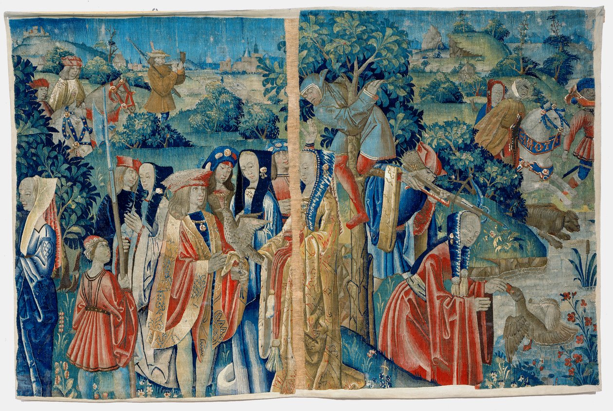 Hofjagdszene mit einem Falken von Flemish School