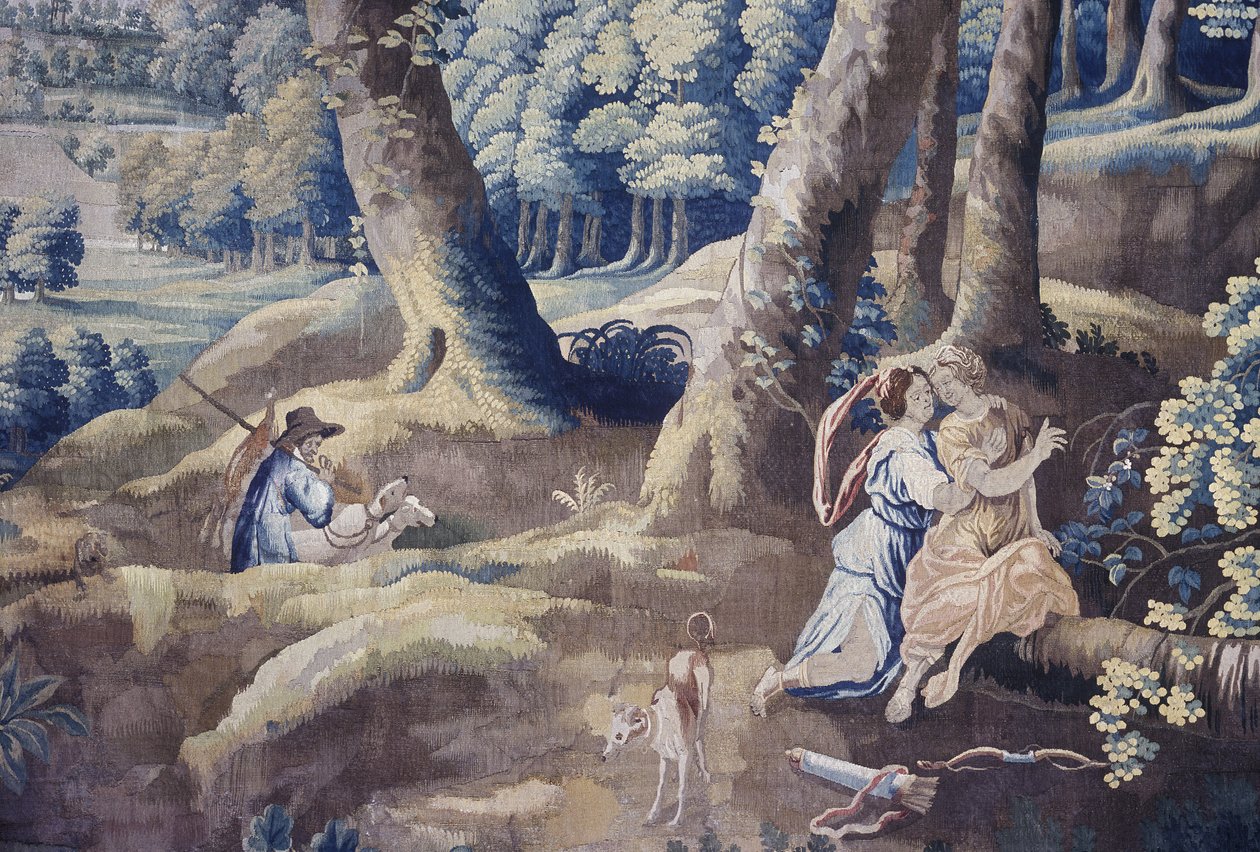 (Detail) einer Szene aus der Life at Country Mansion Tapisserie-Serie (Textil) von Flemish School