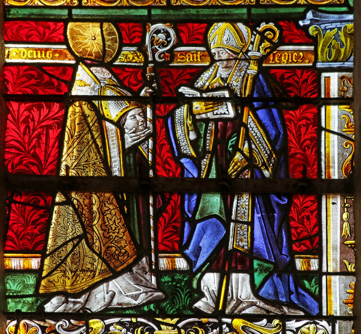 Fenster mit Darstellung des Heiligen Dionysius und des Heiligen Leger von French School