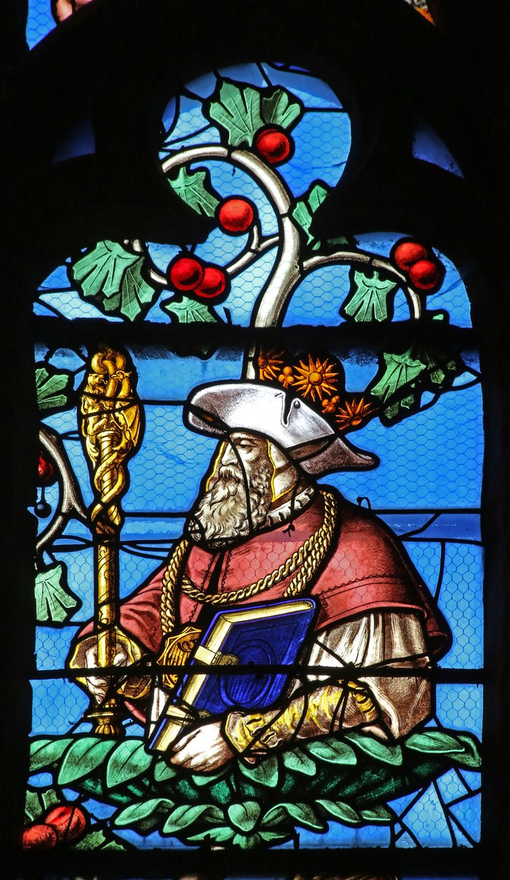 Fenster mit Darstellung des Jessebaums (größtenteils modern) von French School