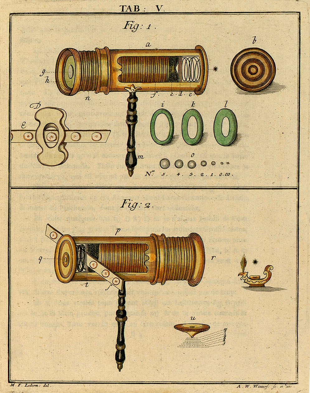 Mechanik eines frühen optischen Mikroskops, 1768 von German School