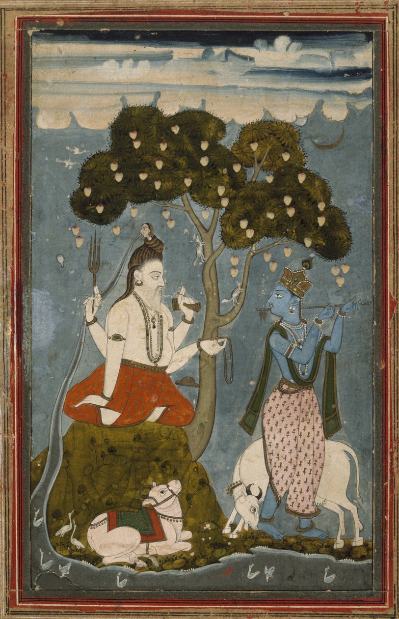 Shiva und Krishna, Mitte des 18. Jahrhunderts von Indian School