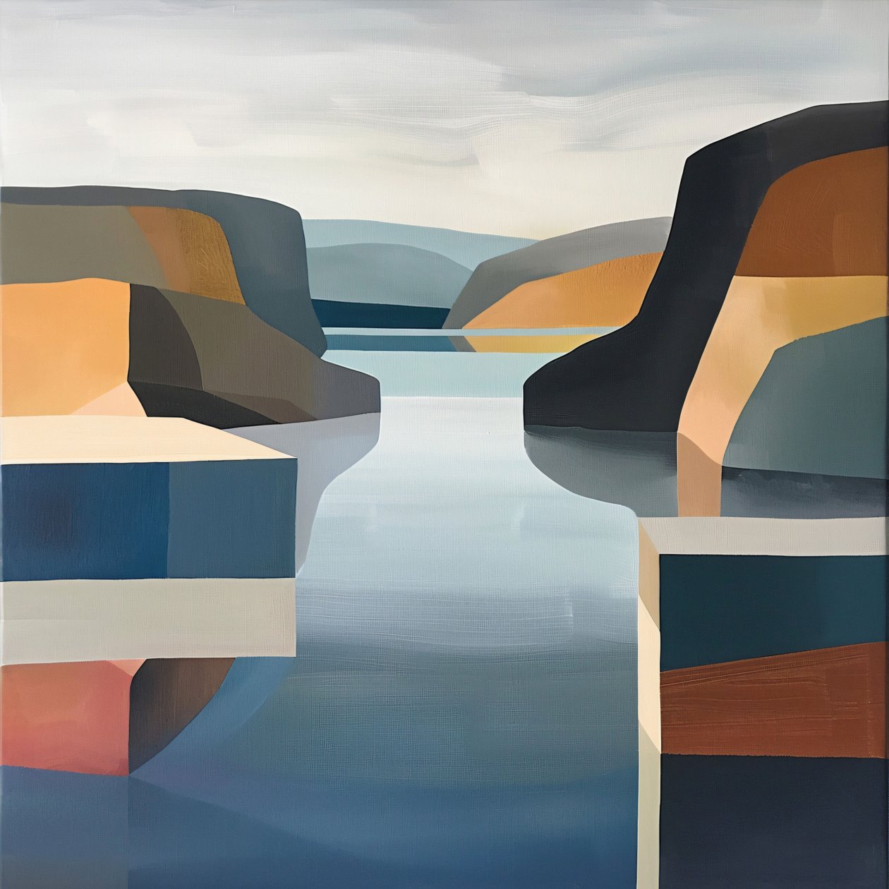 Wandkunstdrucke: Minimalistische Seeblicklandschaft für stilvolle Wanddeko von F. Abderrahim