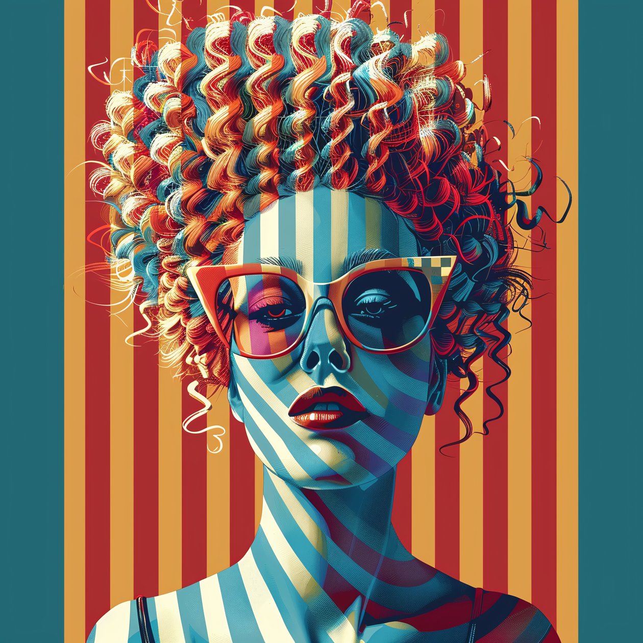 Blonde Frau mit großen Locken von F. Abderrahim