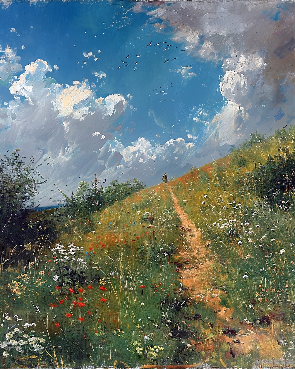 Landschaft mit hügeliger Landschaft von F. Abderrahim