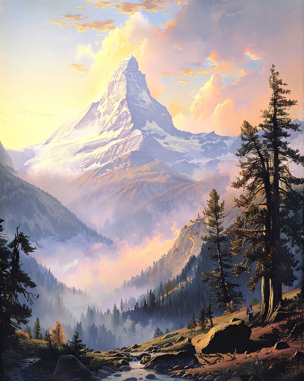 Landschaft mit fernen Bergen von F. Abderrahim