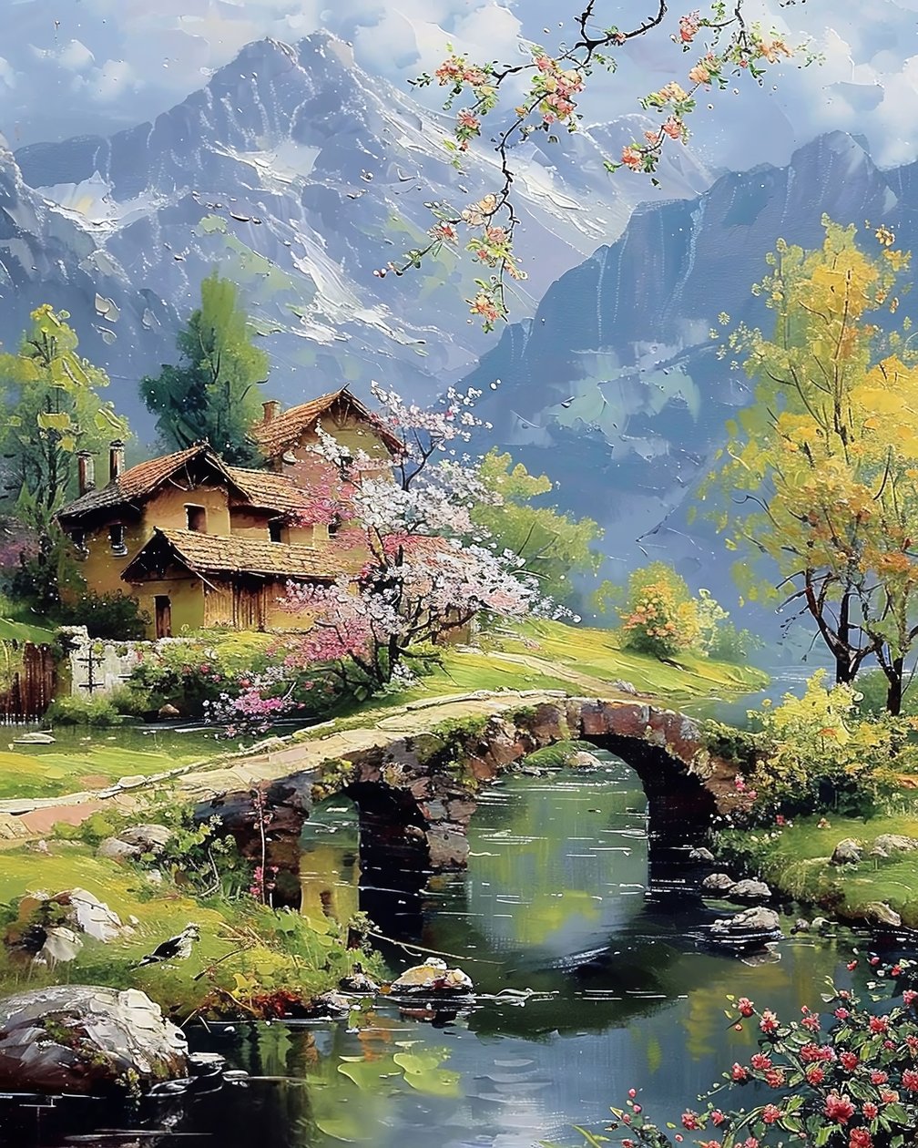 Schöne Landschaft mit einem See von F. Abderrahim