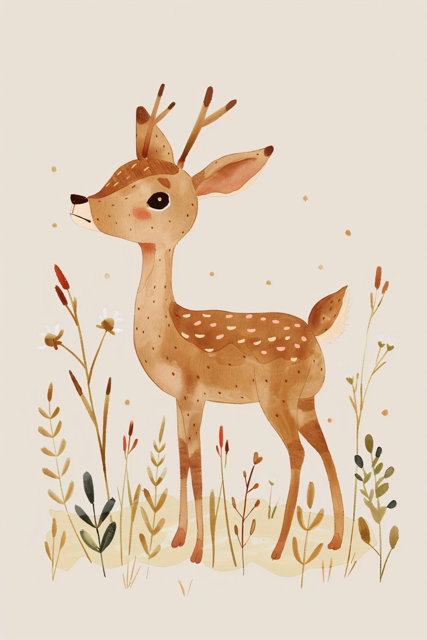 minimalistische Hirsch Tier Wanddekoration für Babys Boho Kinder von F. Abderrahim