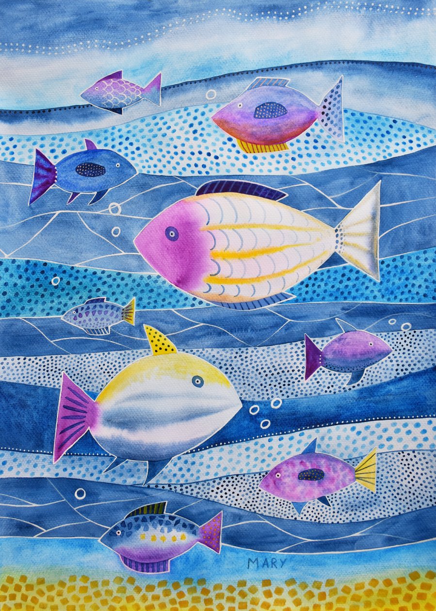 Neun kleine Fische von Marys Watercolors