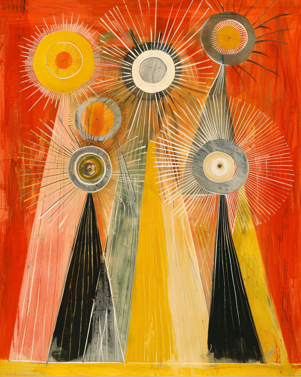 Abstraktes Ölgemälde Hilma af Klint Inspiration, mystischer Stil, klassische Wanddekoration von F. Abderrahim