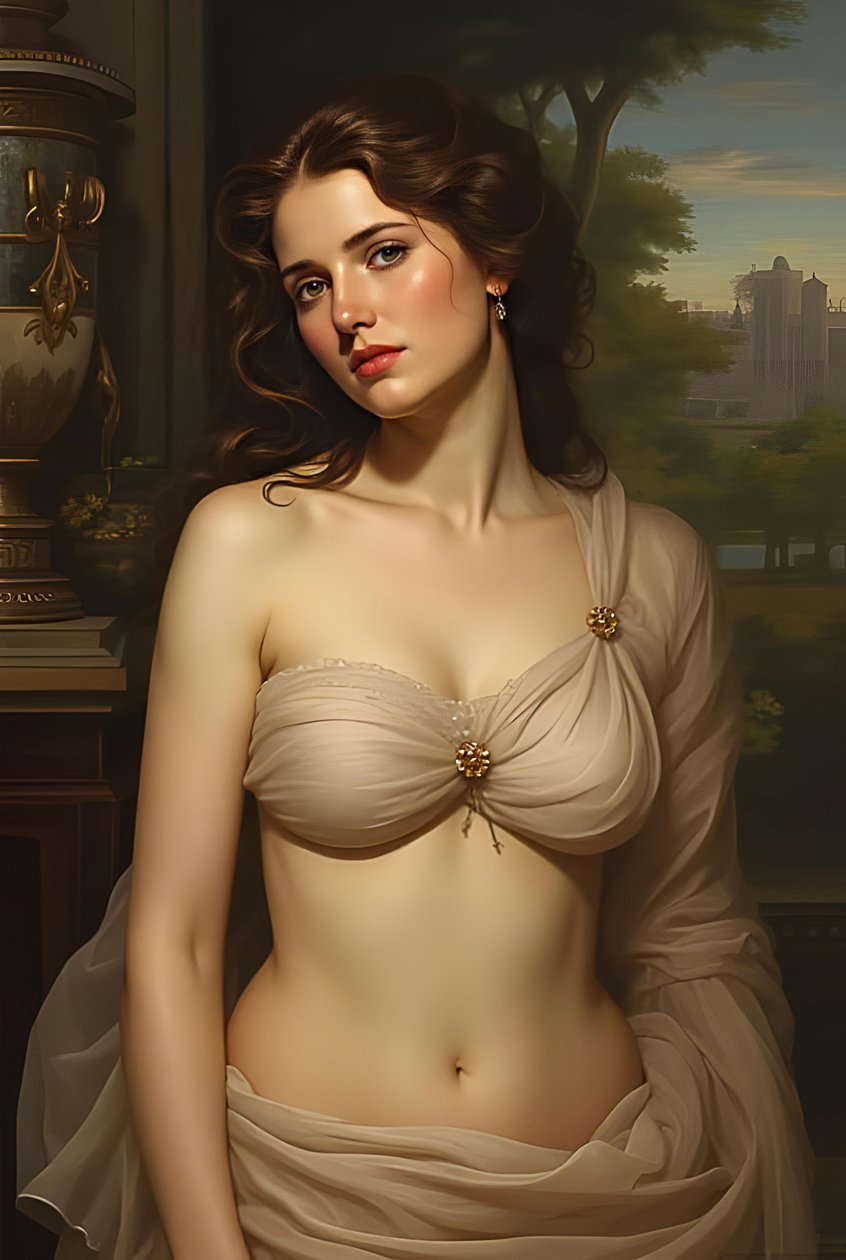 Ganzer Körper schönes Profil Frau in der Liebe, Fantasy, Surrealismus Malerei, Wanddekoration druckt von F. Abderrahim