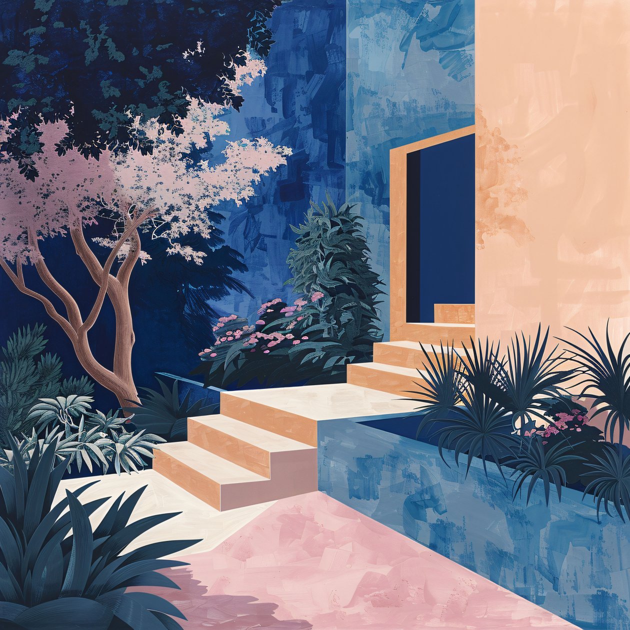Minimalistischer Garten in lebendiger Schlichtheit, Leinwanddrucke online bestellen von F. Abderrahim