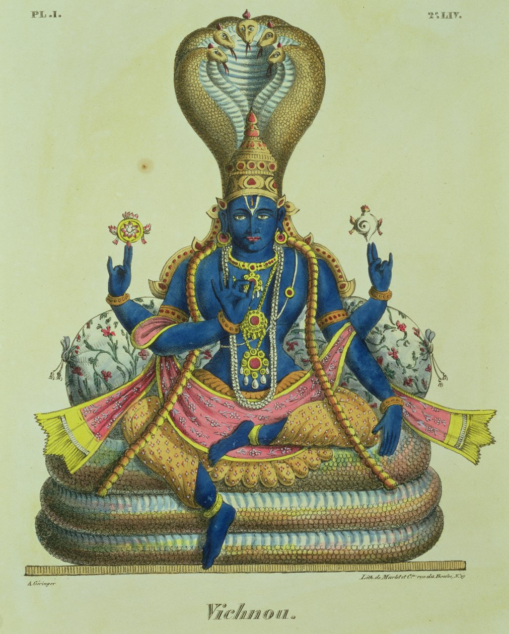 Vishnu, graviert von de Marlet von A. Geringer