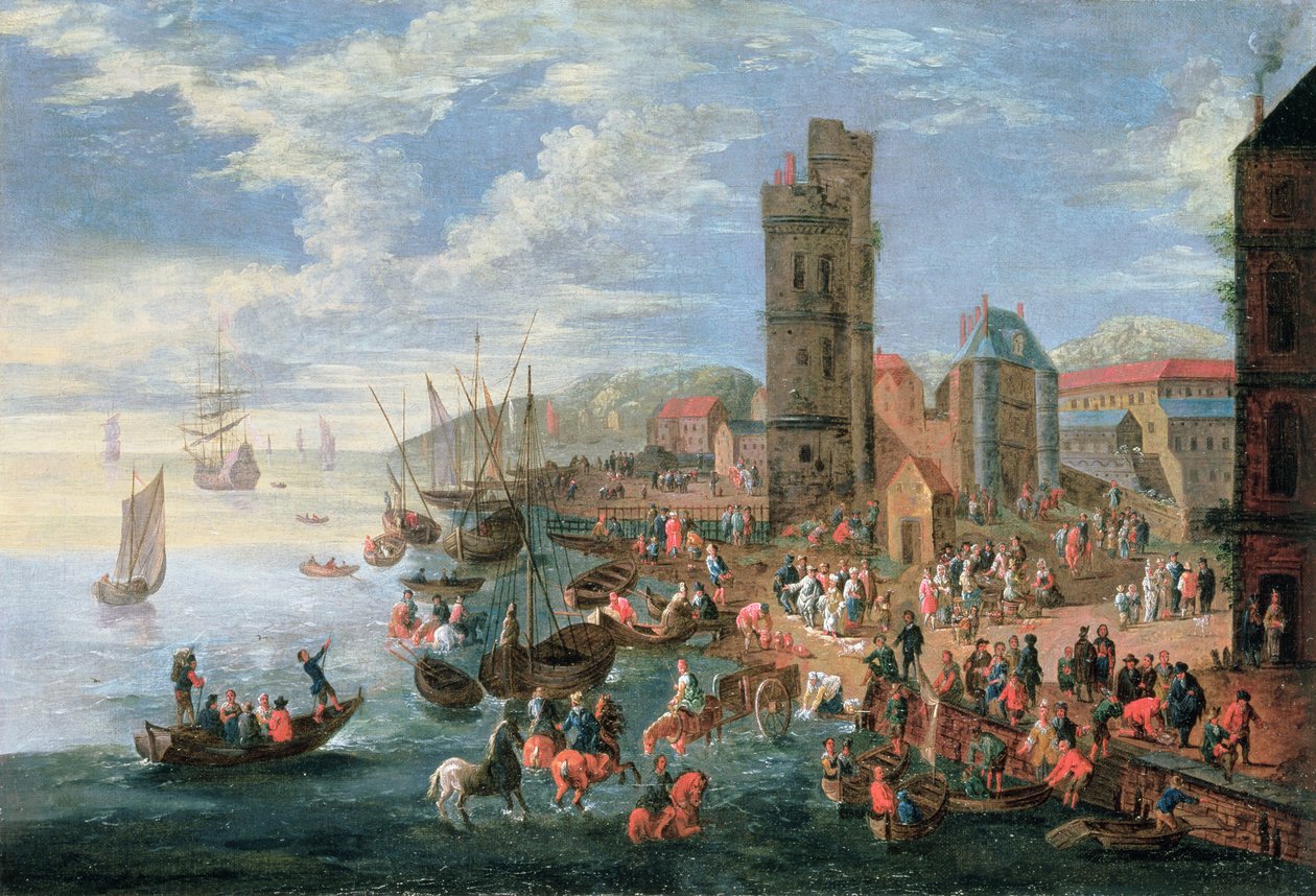 Hafenszene von A.F. and Bouts, P. Boudewyns