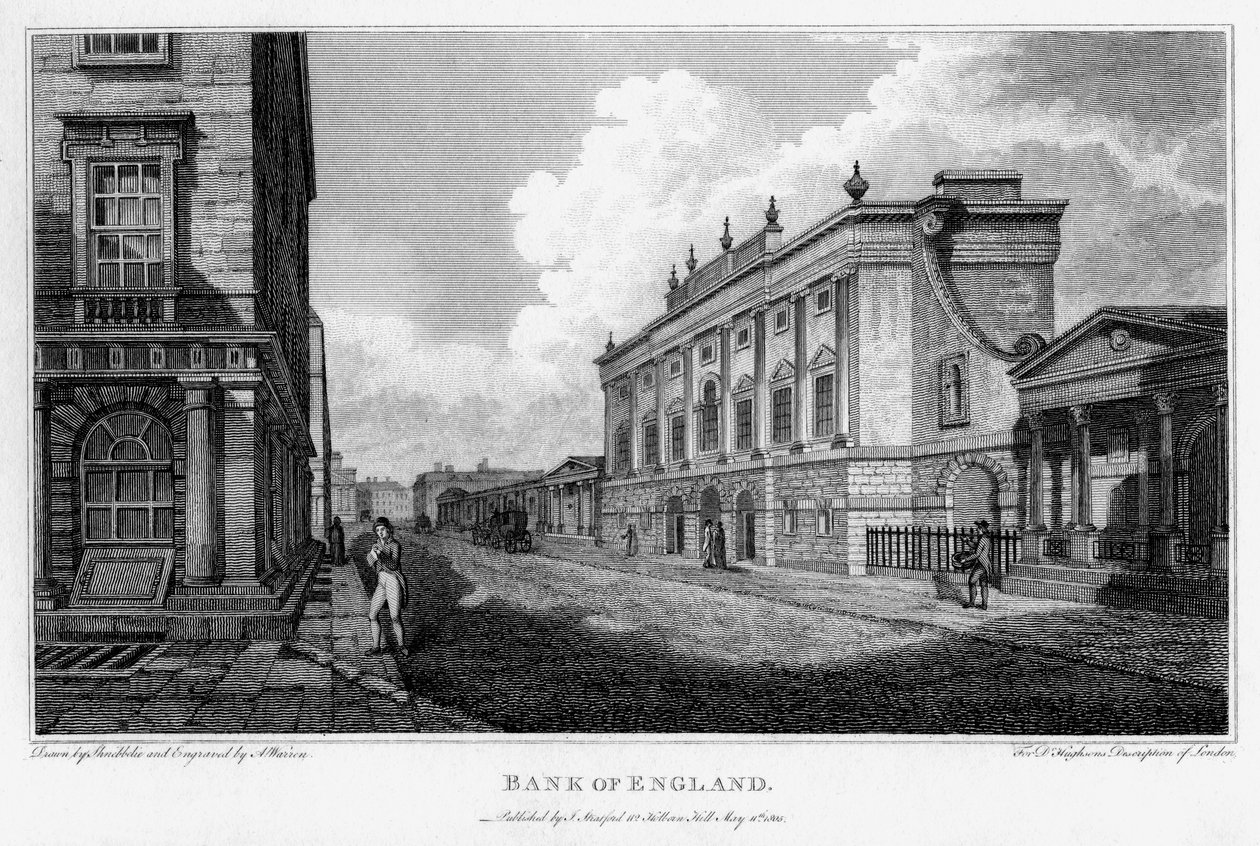Bank of England, City of London, 1805 von A Warren