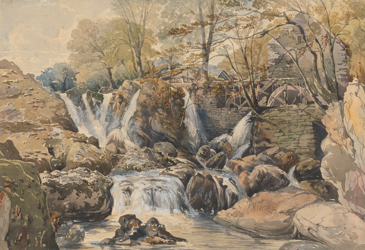 Wassermühle und Wasserfälle von Aaron Edwin Penley