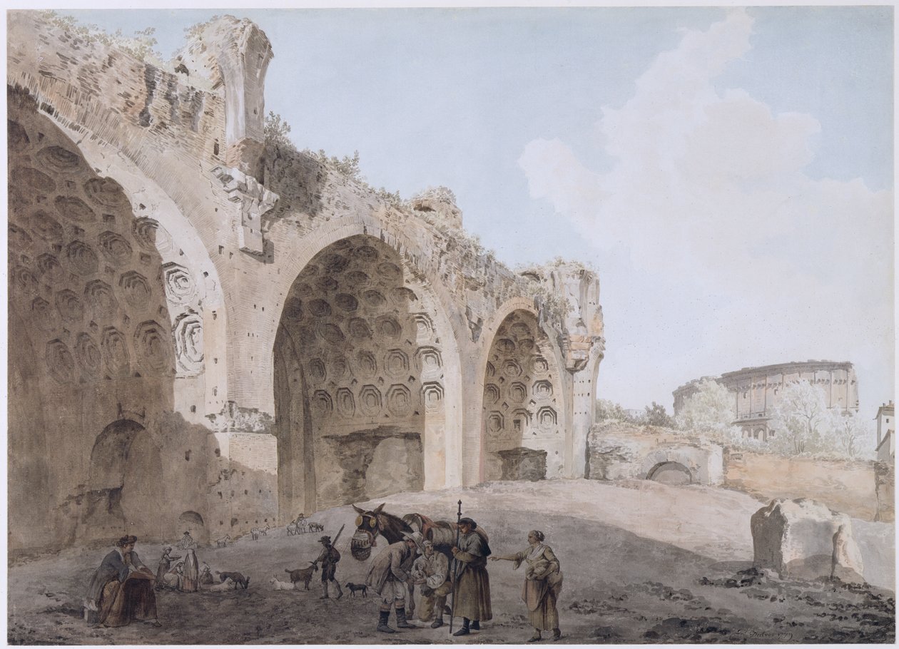Ansicht im Forum Romanum (Der Tempel des Friedens) von Abraham Louis Rudolph Ducros