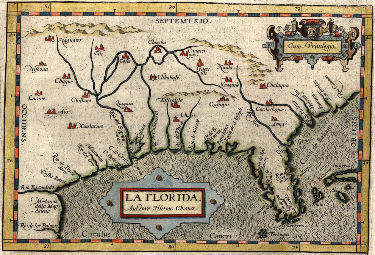 Karte von Florida, ca. 1584 von Abraham Ortelius