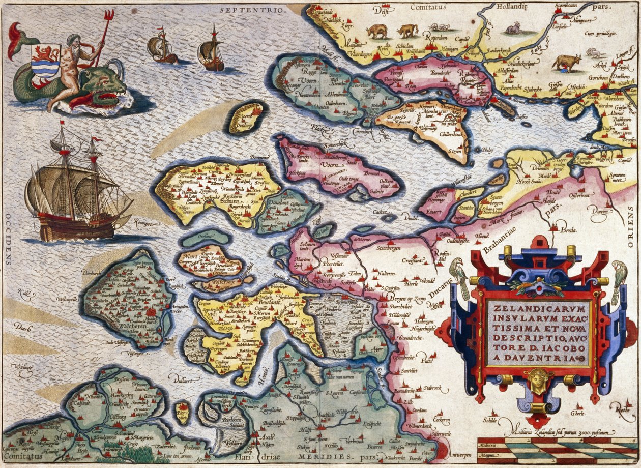 Karte von Zeeland, um 1560 von Abraham Ortelius