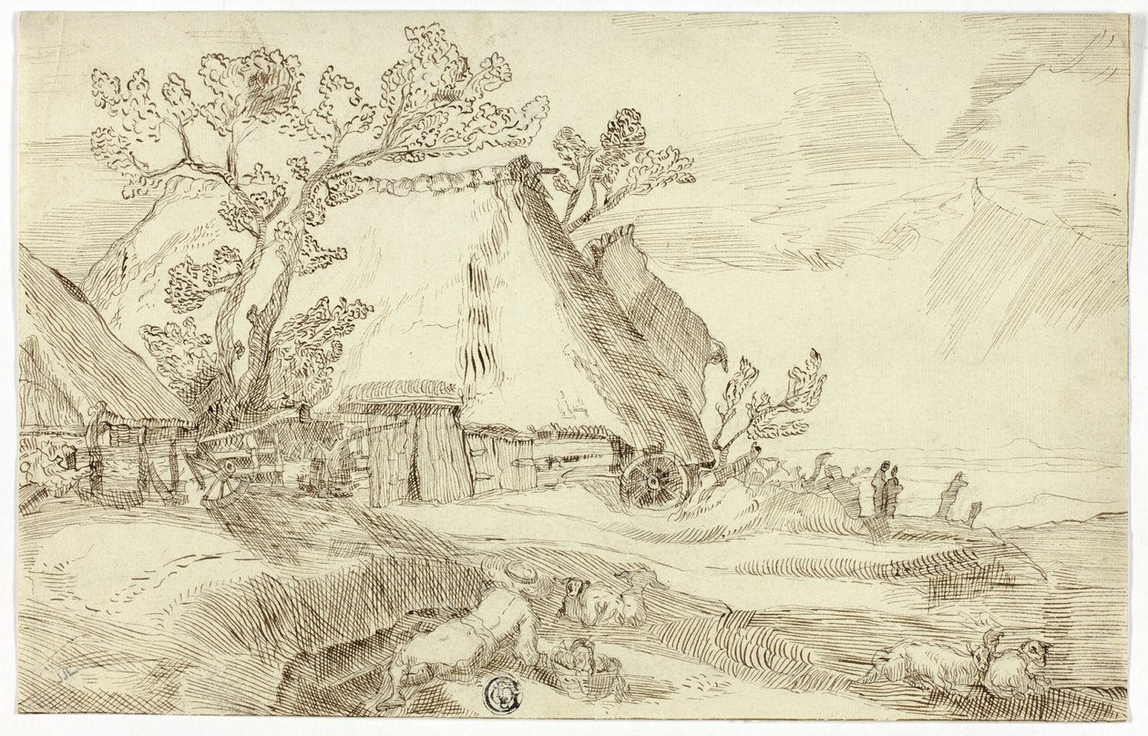 Bauernhof unter Strohdächern von Abraham Bloemaert