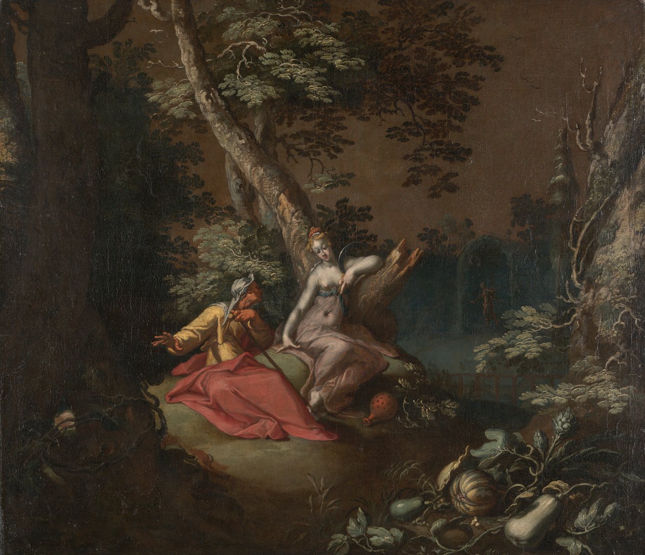 Landschaft mit Vertumnus und Pomona von Abraham Bloemaert