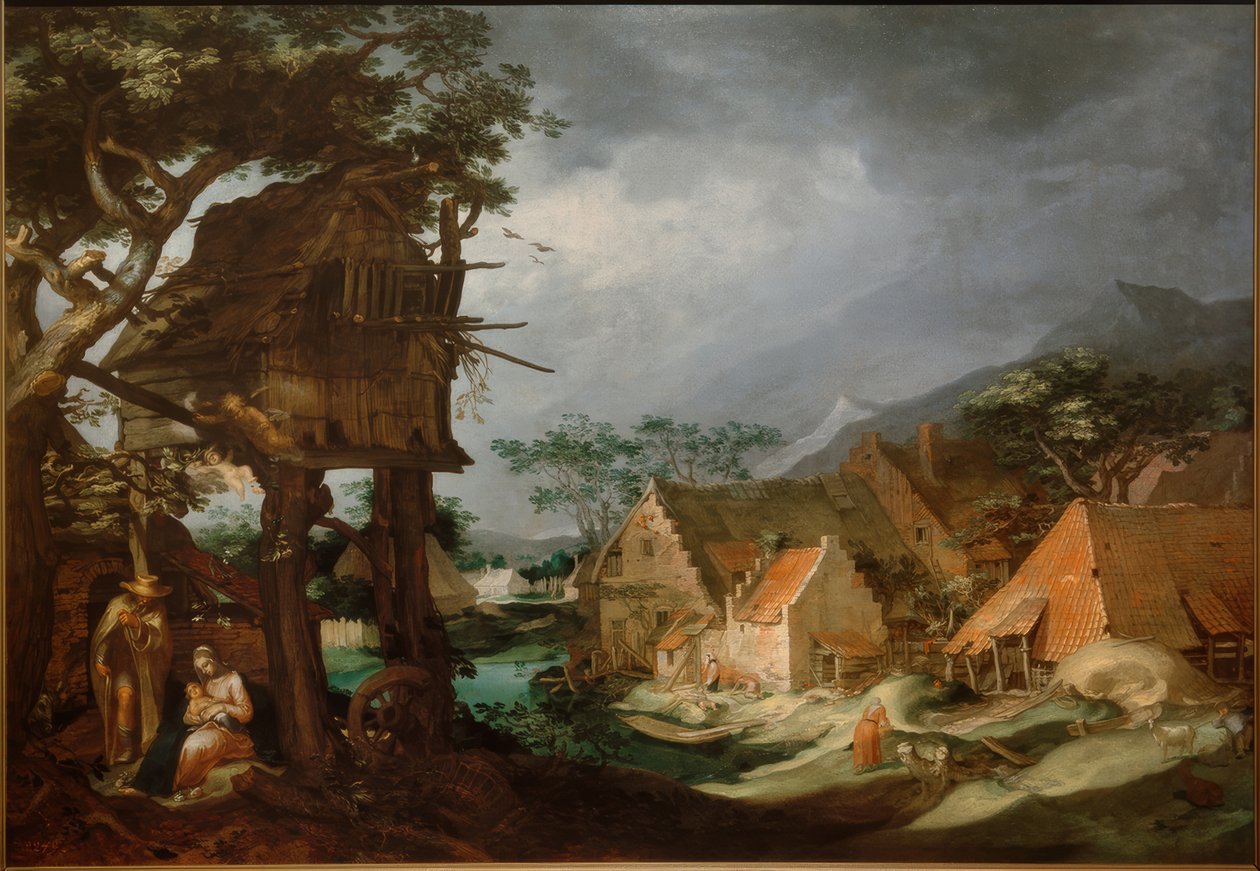 Landschaft mit Ruhe auf der Flucht von Abraham Bloemaert